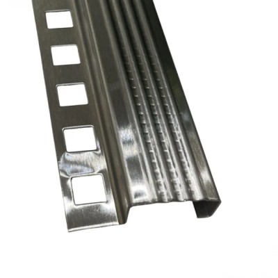 Profil inox, terminatie treapta gresie, 10x30 mm, Crom Brush, Antiderapant Profil inox, terminatie treapta gresie, 10x30 mm, Crom Brush, Antiderapant