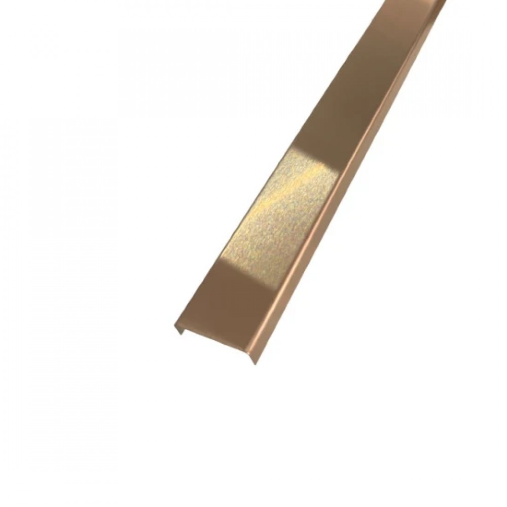 Profil U Decorativ Inox Cupru Brushed - 2,7m Lungime, 9mm Înălțime, 30mm Lățime