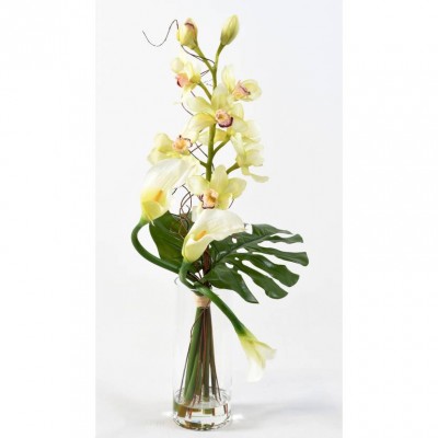 Buchet artificial alb Cymbidium de 80 cm