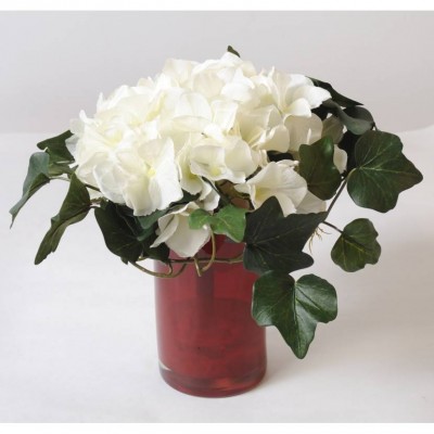 Buchet artificial din hortensie alba 26 cm