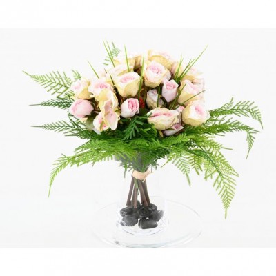 Buchet artificial de trandafiri roz 45 cm