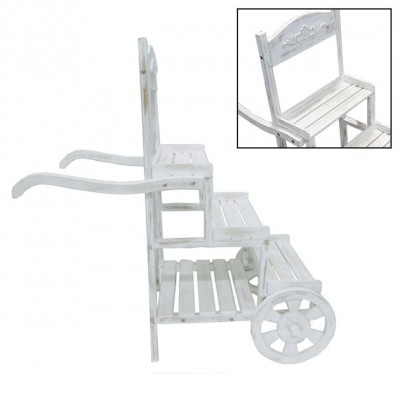 Suport decorativ din lemn 3 nivele alb 93x45x95cm