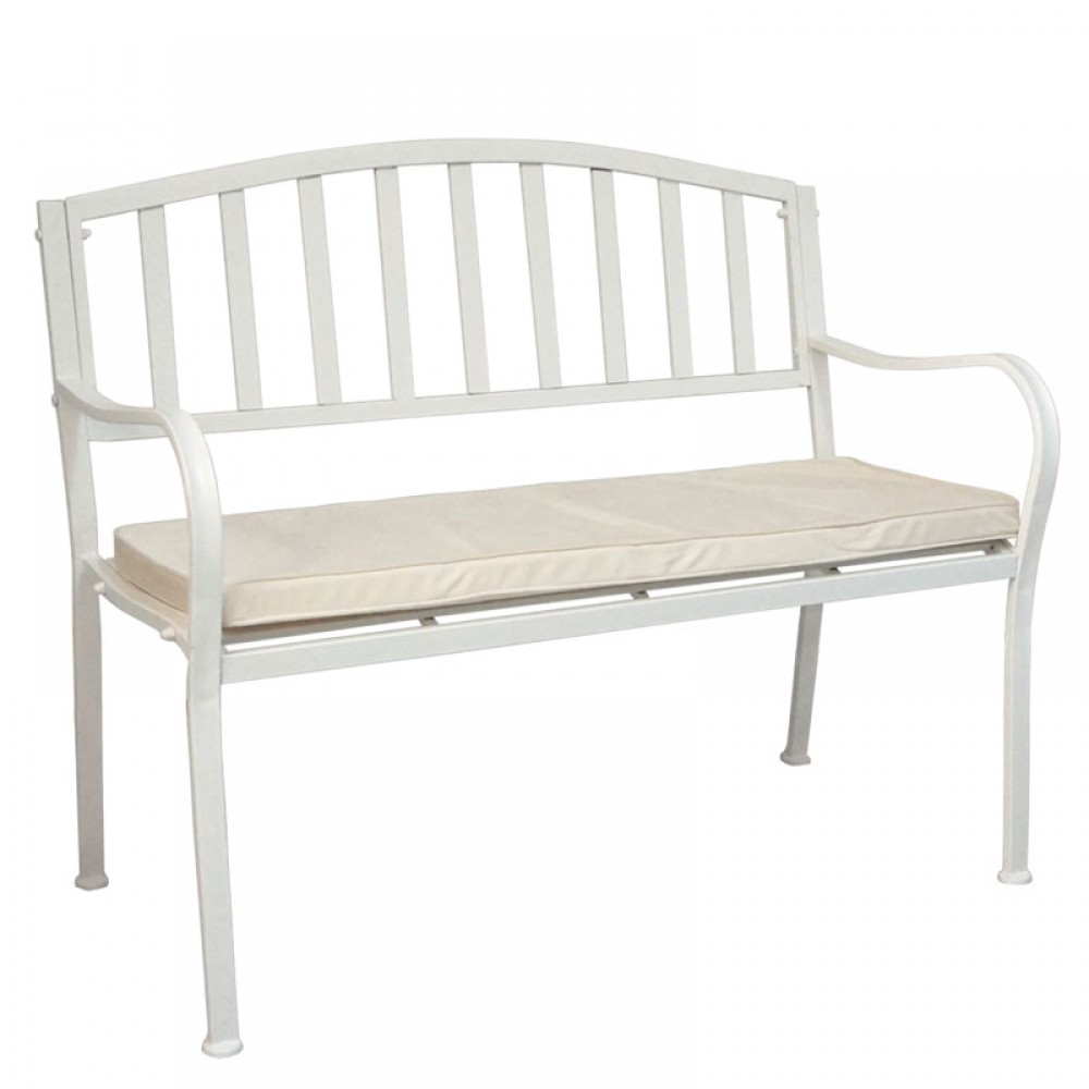 Banca metalica alba cu perna- 108x52x91cm 1/CUTIE