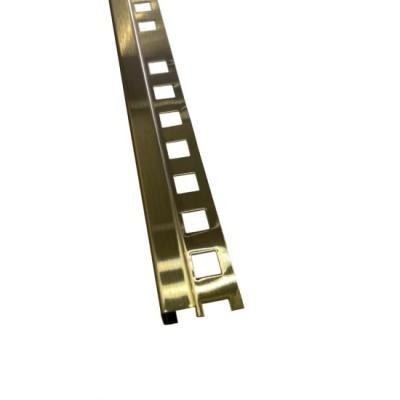 Profil de colț exterior pătrat din inox Auriu Brushed, 12x0.6x2700 mm