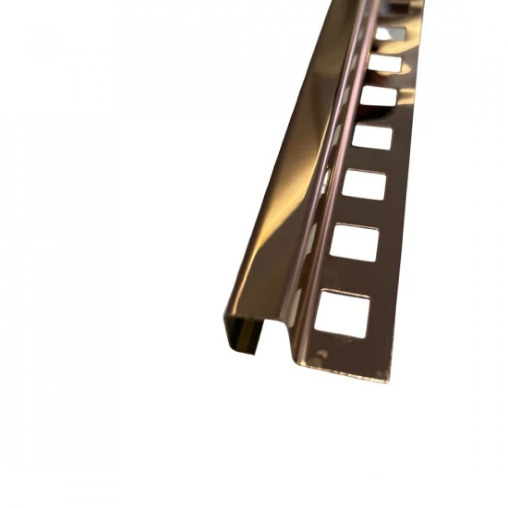 Profil colt exterior patrat 12mm cupru lucios 