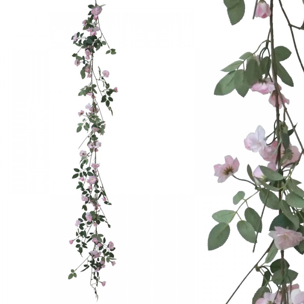 Ghirlanda de plante cu flori roz - H180cm 36/180KB