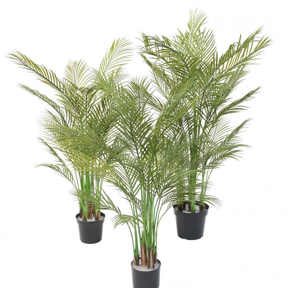 Planta artificiala Areca cu 4 trunchiuri, 125 cm inaltime, 70 cm latime, verde