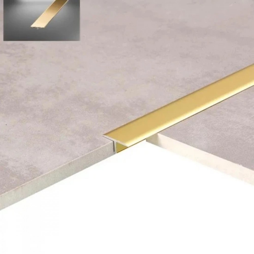 Profil prag de trecere T inox auriu brush 15X2700 mm
